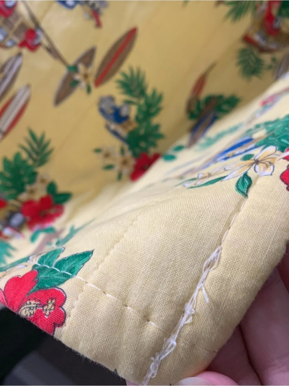 Rare Vintage 80s Contessa Hawaii Woody Surfboard Palm Trees Yellow Bedspread